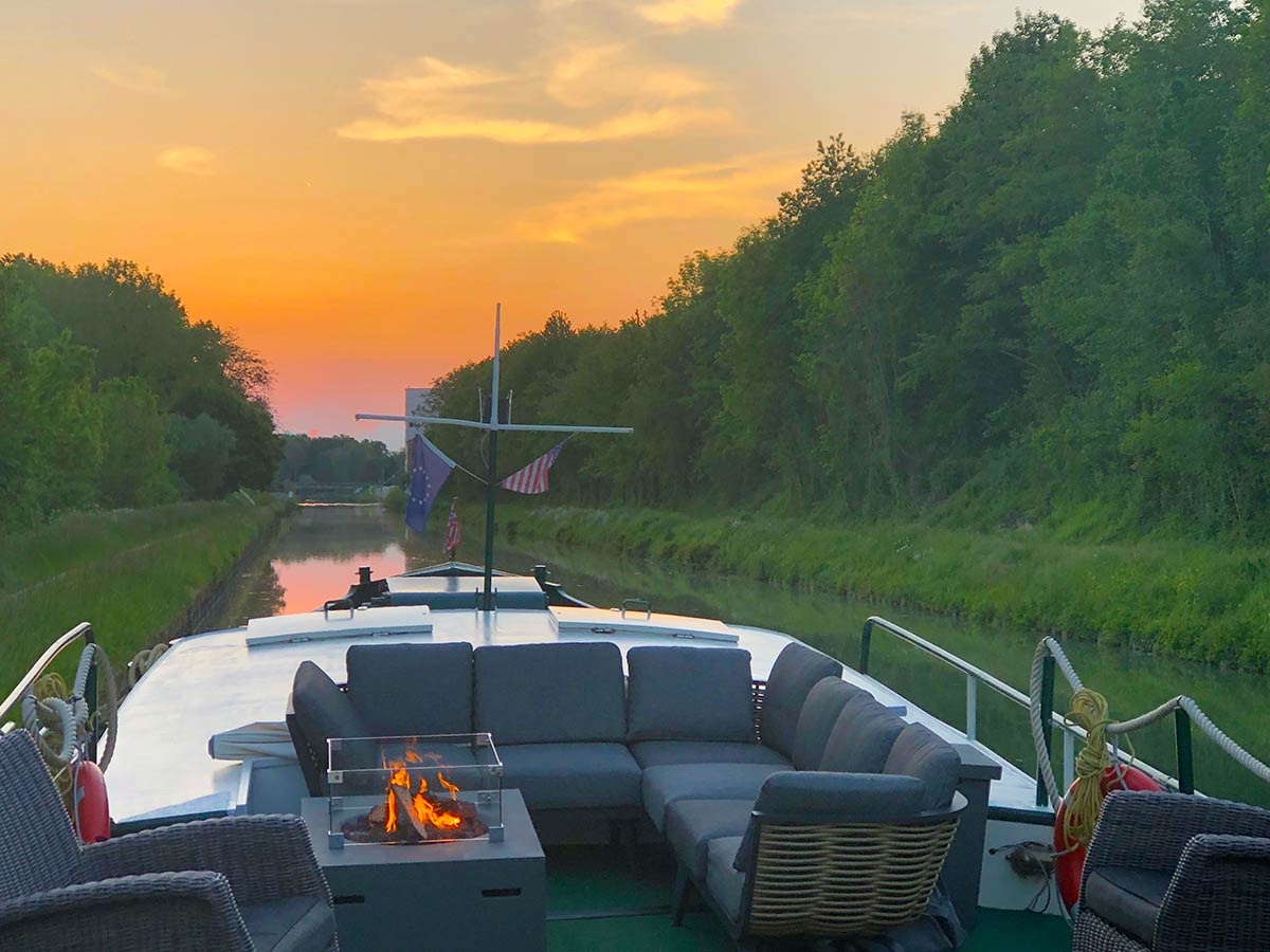 Fire pit on board the barge